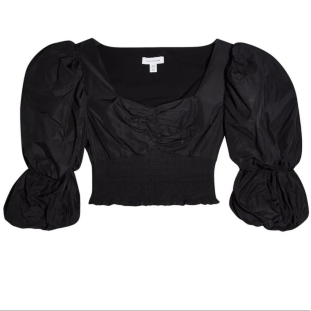 Topshop Black Puff Sleeve Blouse